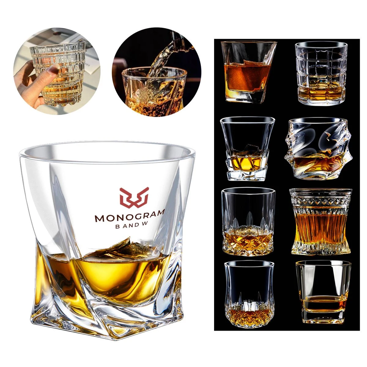 Rotating Whiskey Glass Water Cup 10oz 1