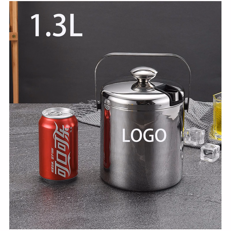 Small Ice Bucket [1.3L] w/ Lid and Tongs Included Strainer Keeps Ice Cold & Dry