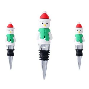 Festive PVC Red Hat Snowman Wine Cork Bottle Stopper 1