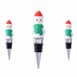 Festive PVC Red Hat Snowman Wine Cork Bottle Stopper