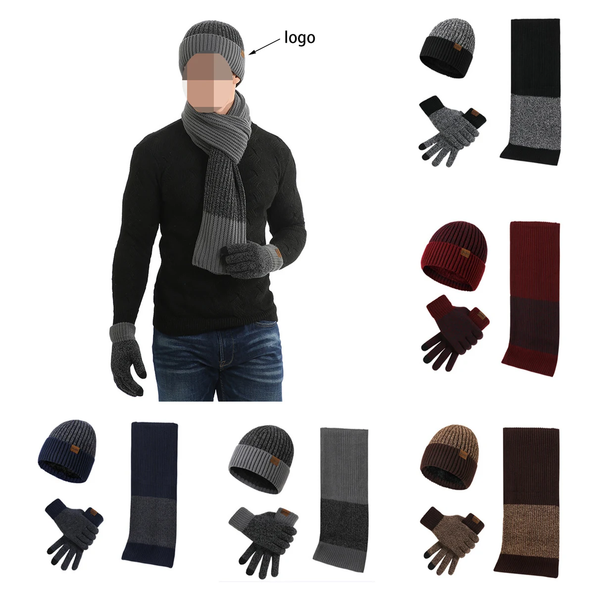 Winter Beanie Scarf Gloves Set for Men and Women 1