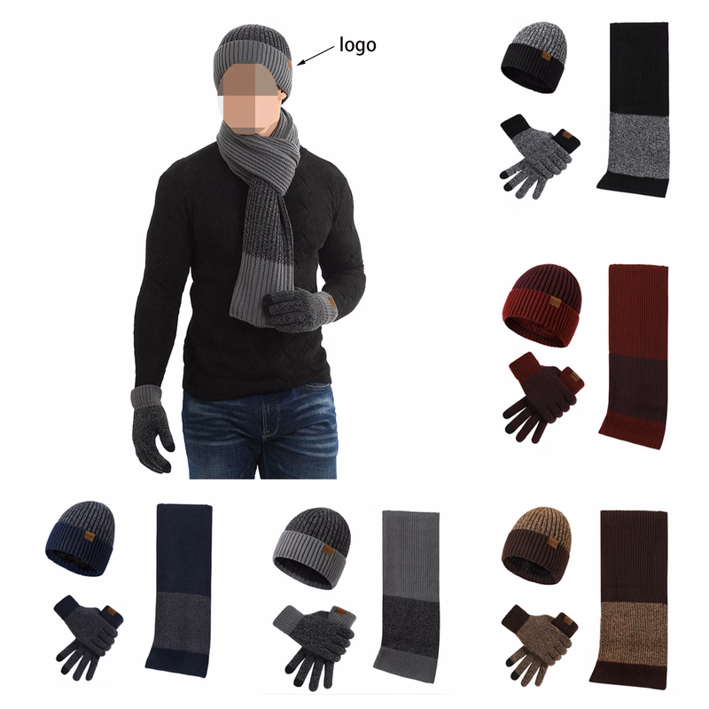 Winter Beanie Scarf Gloves Set for Men and Women