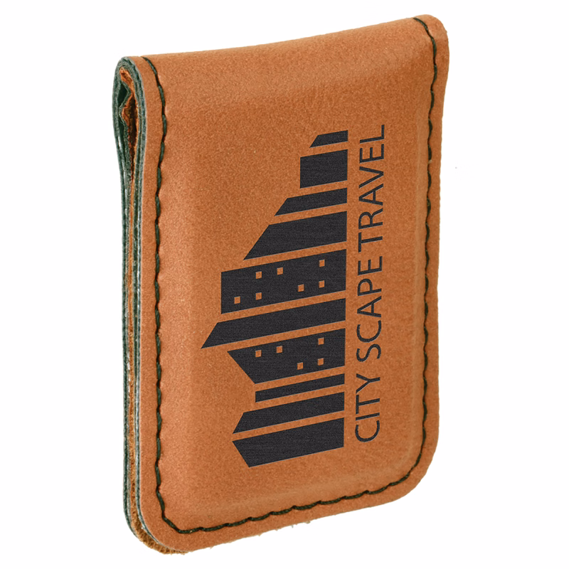 1 3/4" x 2 1/2" Rawhide Leatherette Money Clip