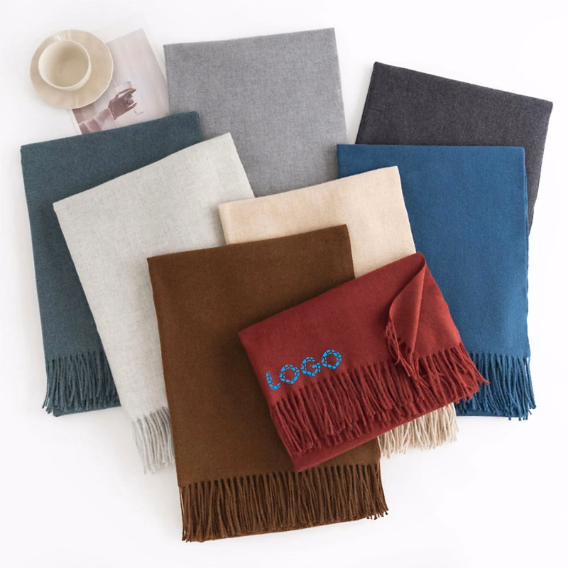 MOQ50 Cashmere Pashmina Woven Scarf & Fringes