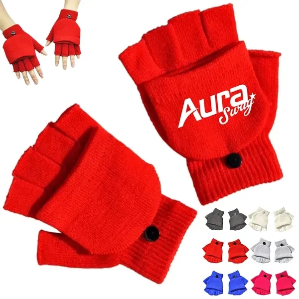 Custom Convertible Knit Gloves with Flip Top Fingerless Design — Winter Worker Essential 1