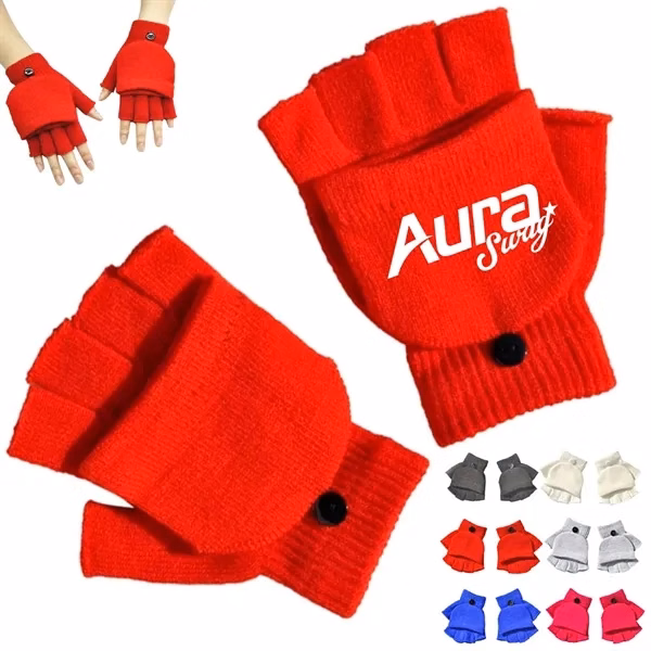 Custom Convertible Knit Gloves with Flip Top Fingerless Design — Winter Worker Essential