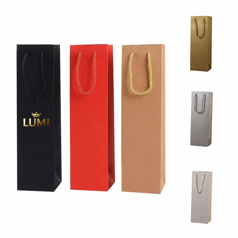 MOQ50 Eco-Friendly Wine Paper Tote Bag