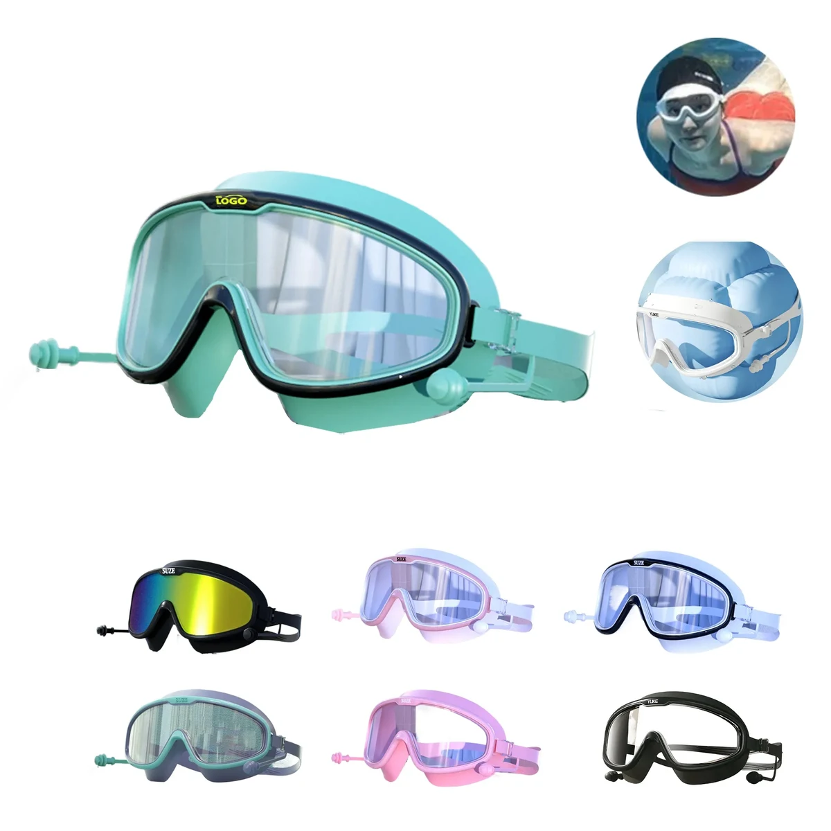 MOQ100 Large Frame Swim Goggles with Earplugs 1