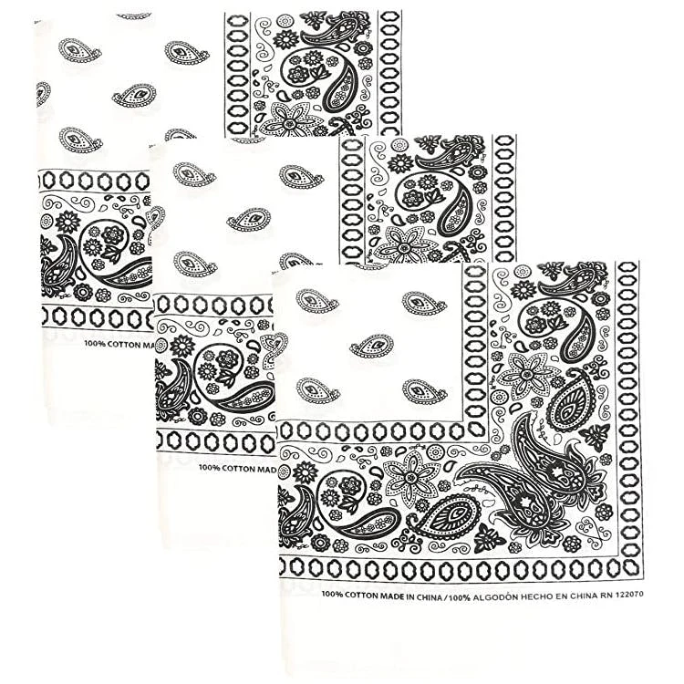 Cotton Bandanas - Paisley White 1