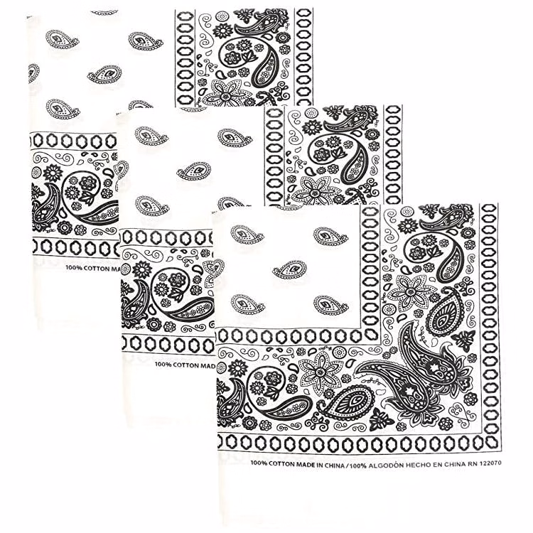 Cotton Bandanas - Paisley White