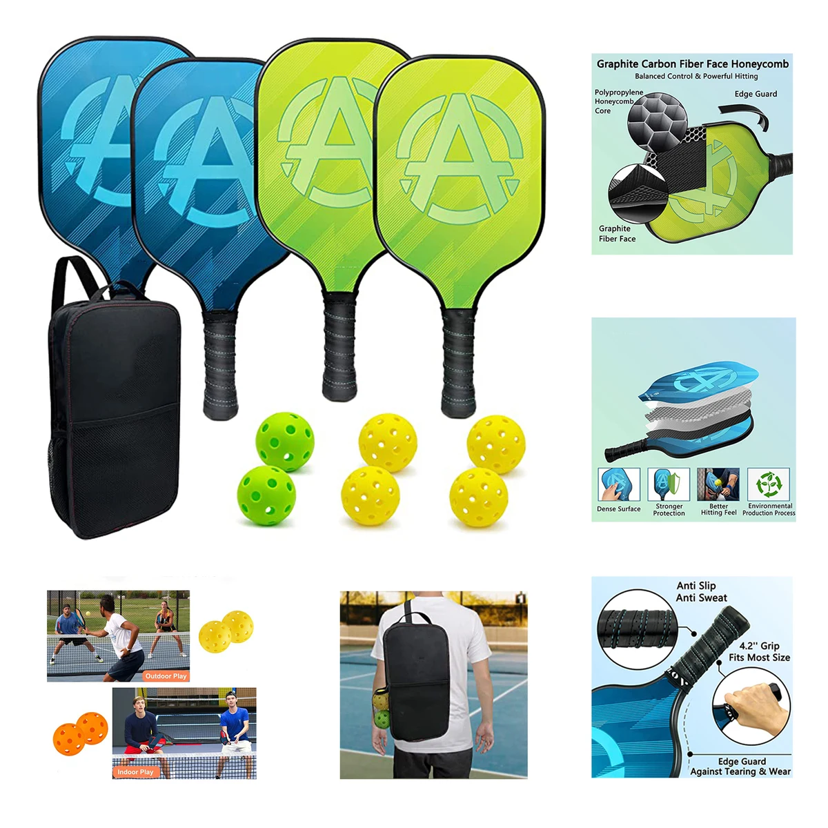 4 Piece Set of Pickleball Rackets 1