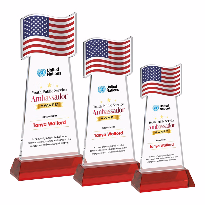 Flag VividPrint™ Award on Hartford Base - Red