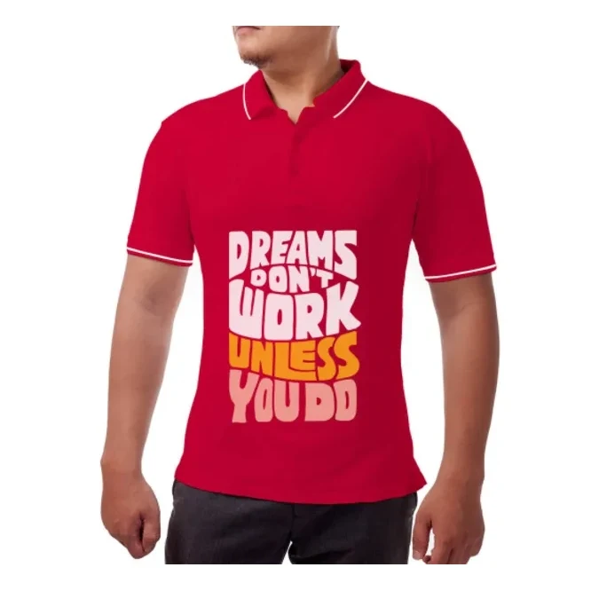 Men's Red Polo Shirt - Printed 1