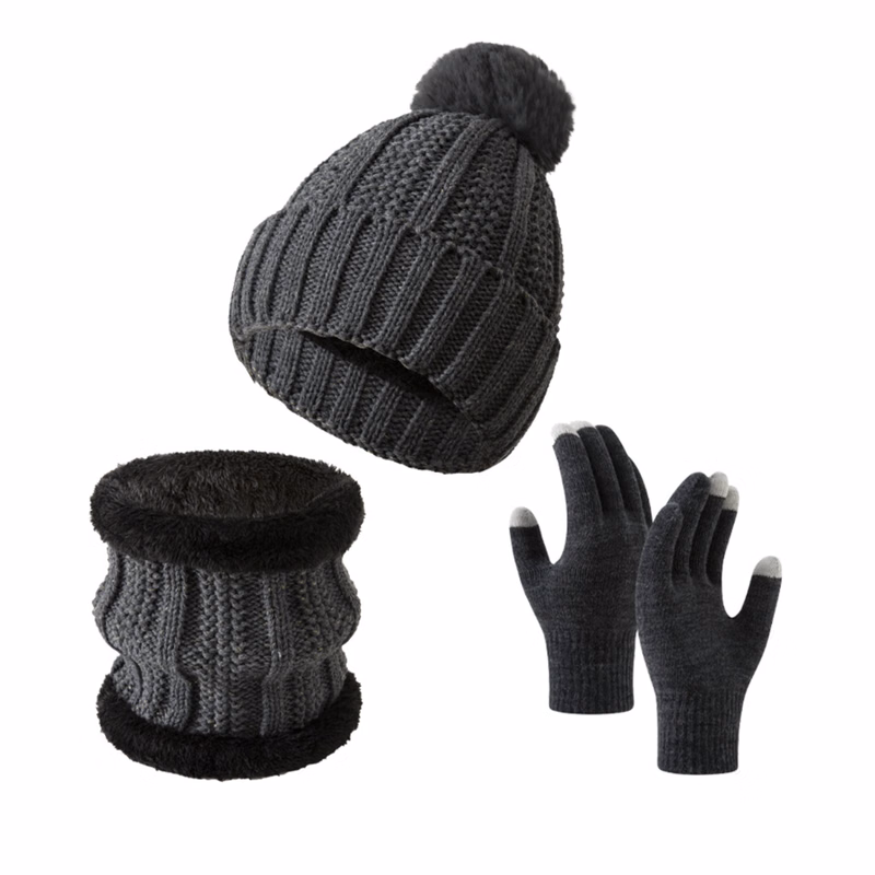 Versatile Three Piece Set Of Warm Gloves Hat And Scarf