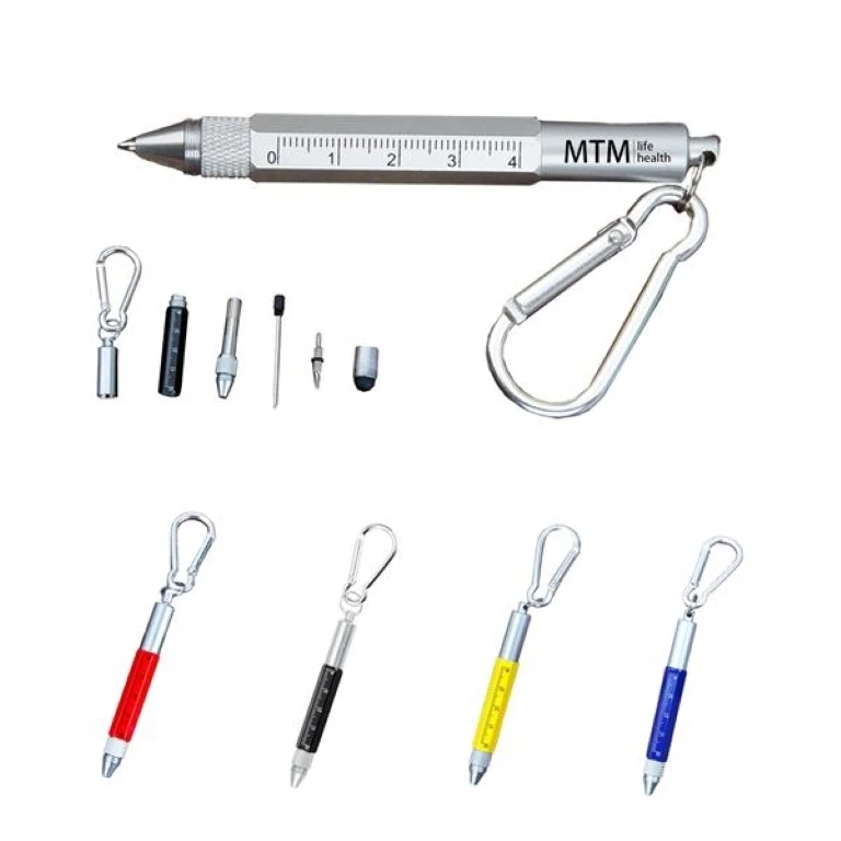 6 In 1 Metal Tool Pen With Carabiner 1