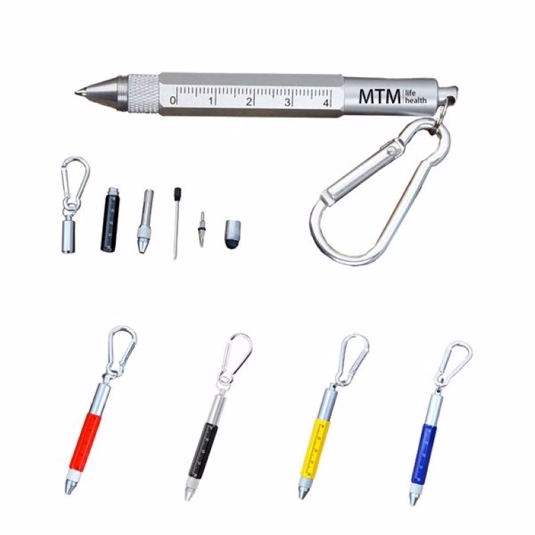 6 In 1 Metal Tool Pen With Carabiner