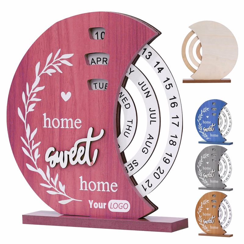 Wood Vintage-Inspired Wooden Perpetual Calendar For Daily Use