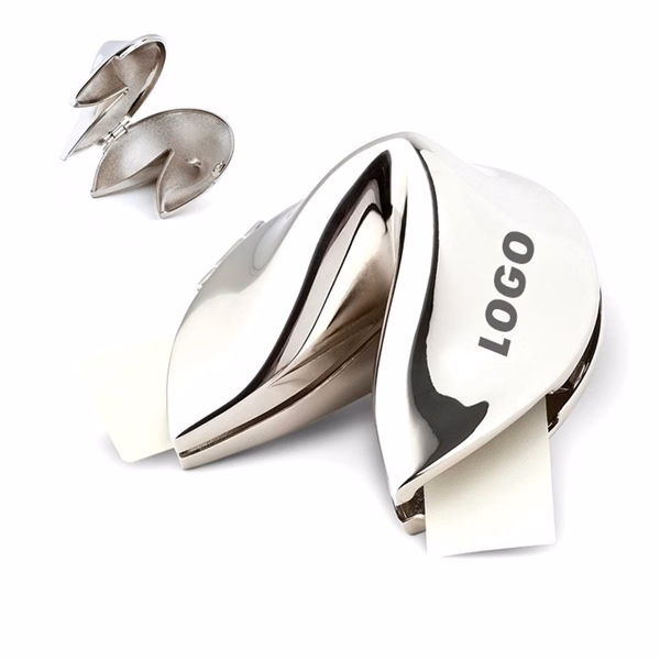 Silver Plated Zinc Alloy Metal Fortune Cookie