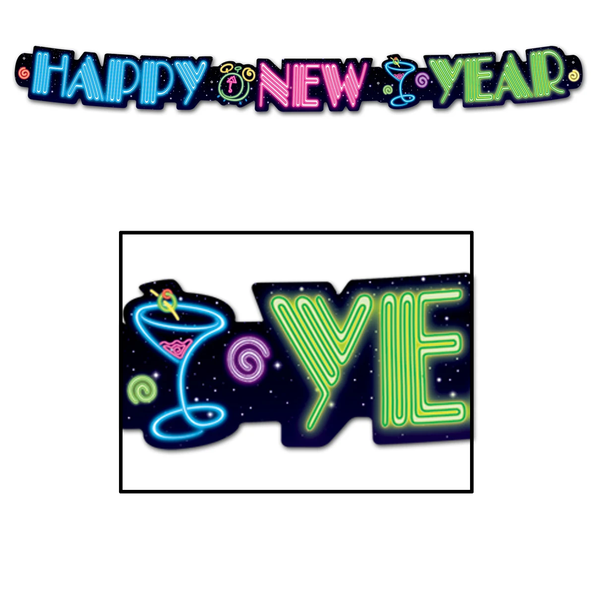 Neon Happy New Year Streamer 1