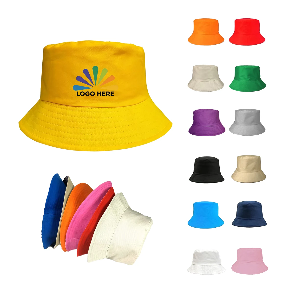 Fashion Flat Top Bucket Hat Custom Logo Sun Protection 1