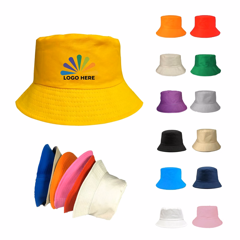 Fashion Flat Top Bucket Hat Custom Logo Sun Protection