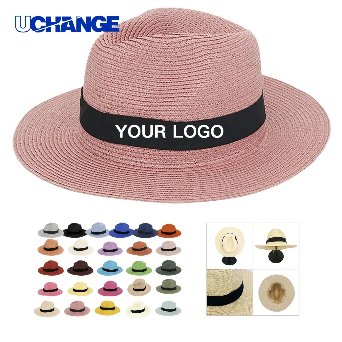 Custom Woven Straw Hat Headwear with Embroidery for Summer Wear 1