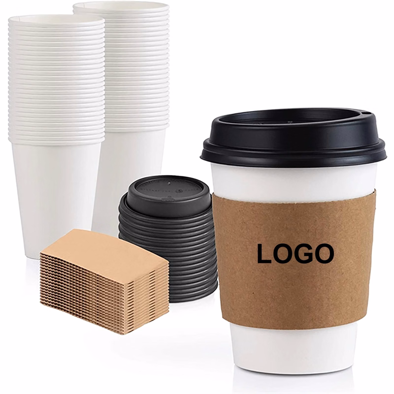 16 Oz Disposable Paper Sleeve Coffee Cups With Lid