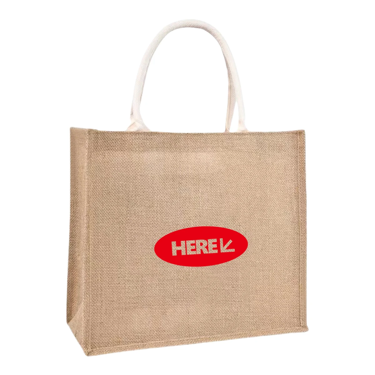 Jute Tote Bags with Handle, custom tote bag with logo imprint 1