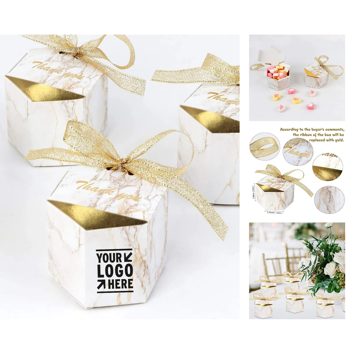 3.15" x 1.57" x 1.96" Marble Wedding Party Favor Boxes 1
