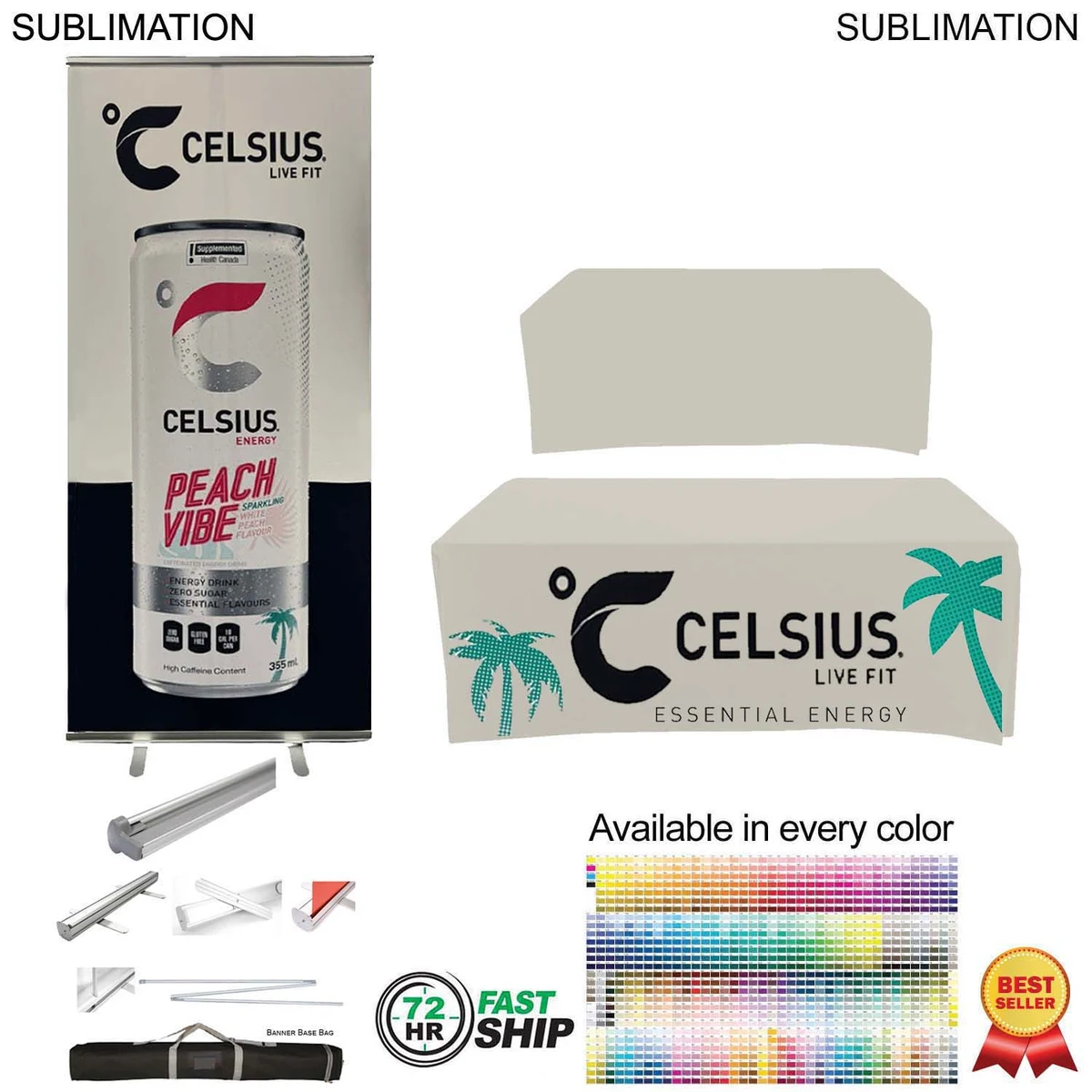72Hr Fast Ship - Outdoor Event Package, Outdoor Pull up Banner (SU583-5) + BoxFit Tablecloth (SU508) 1