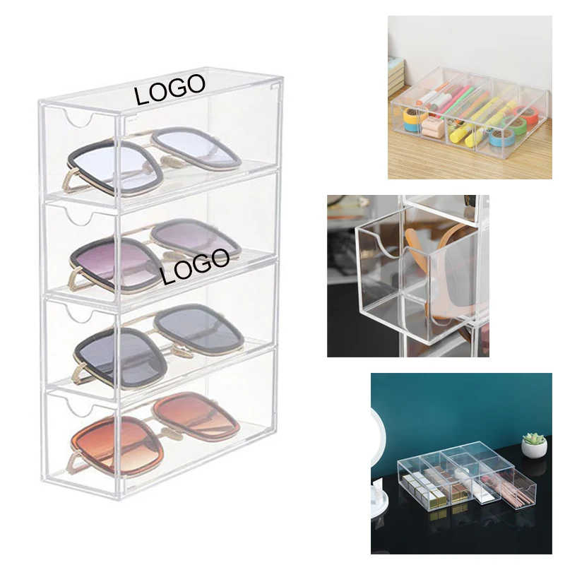 Four-layer drawer glasses stationery makeup storage box 1
