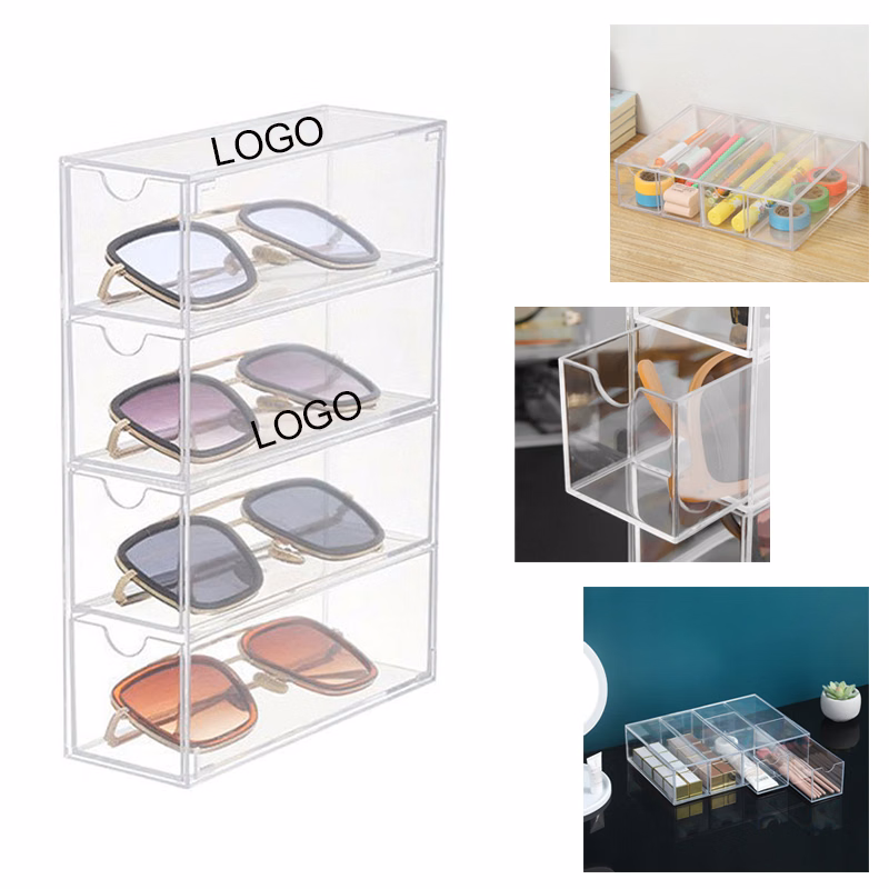 Four-layer drawer glasses stationery makeup storage box