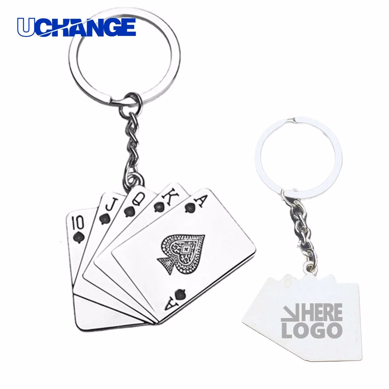 Poker Card Metal Keychain