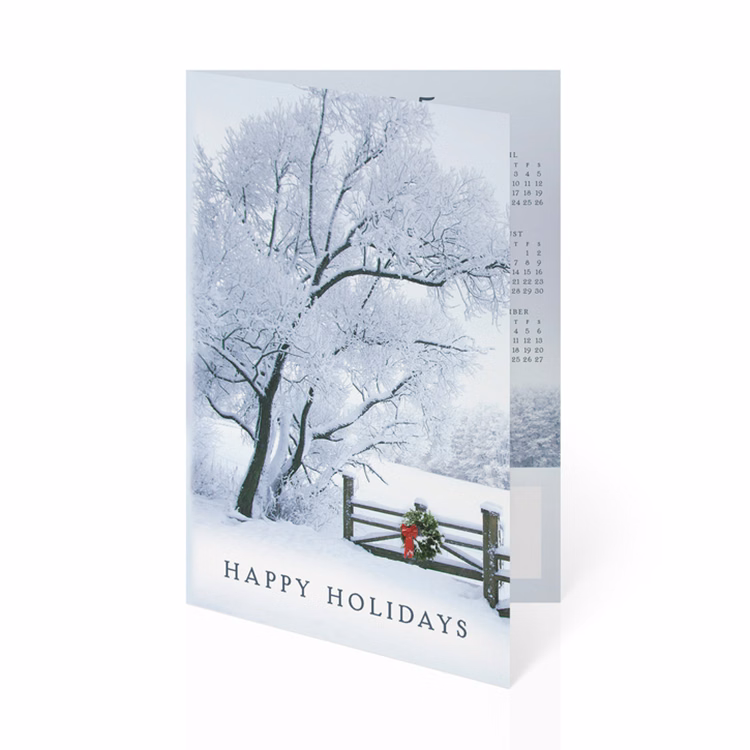 Frosty Winter Holiday Folded Calendar Cards