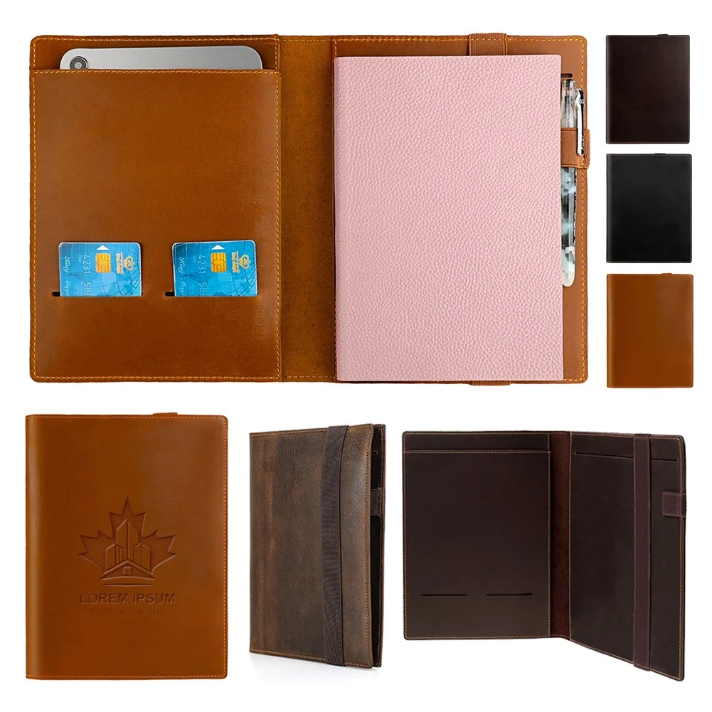 A5/B5 Genuine Leather Portfolio with Card Slots Pen Holder 1
