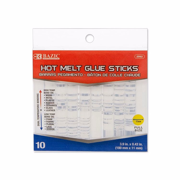 Dual Temp Hot Melt Glue Sticks - 10 Count Full Size 100mm x 11mm