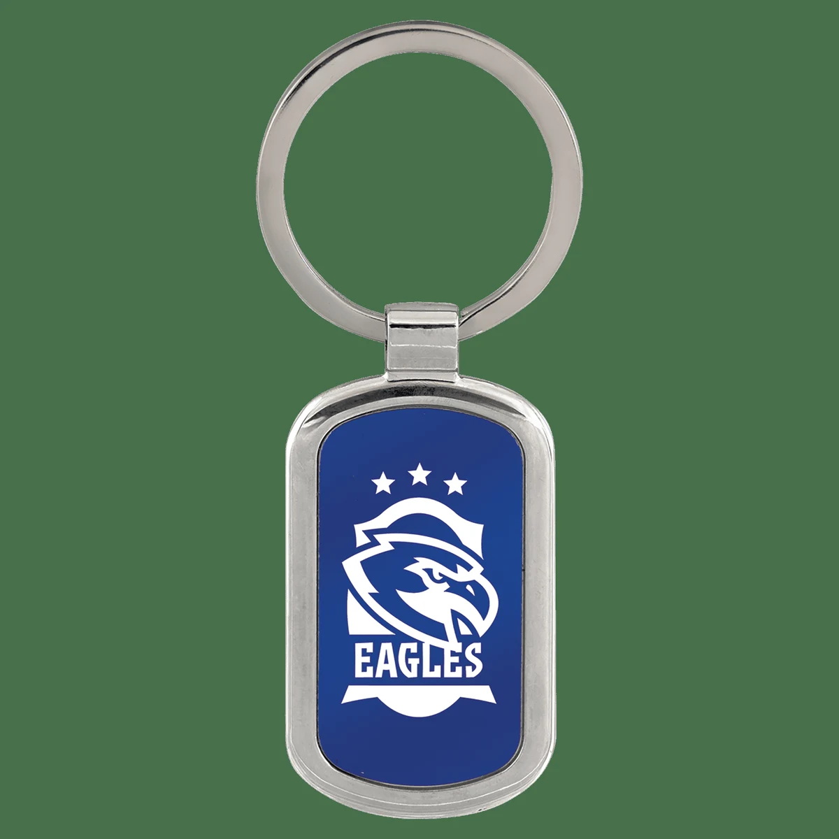 Blue Laserable Metal Rectangle Keychain 1