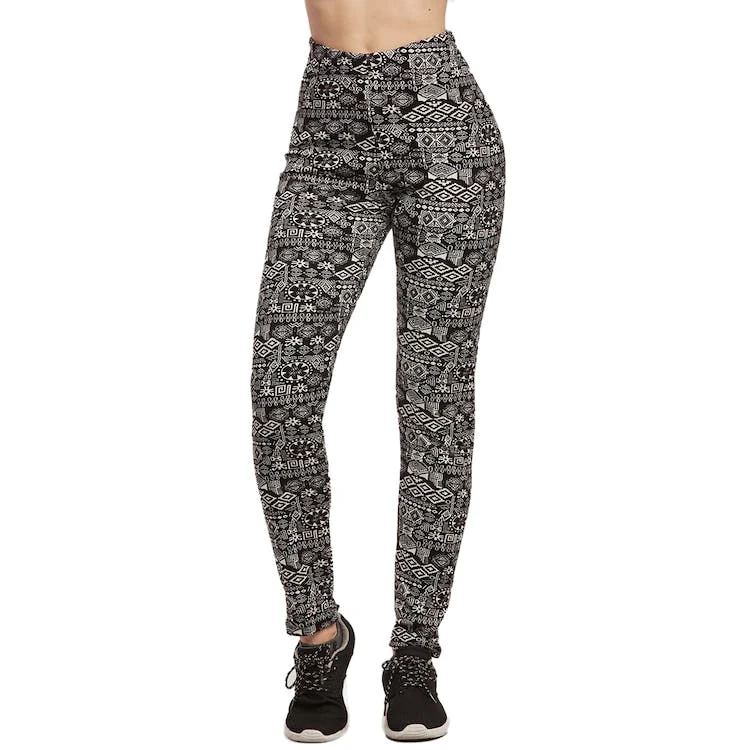 Women's Polar Fleece Jeggings - Large White/Black 1