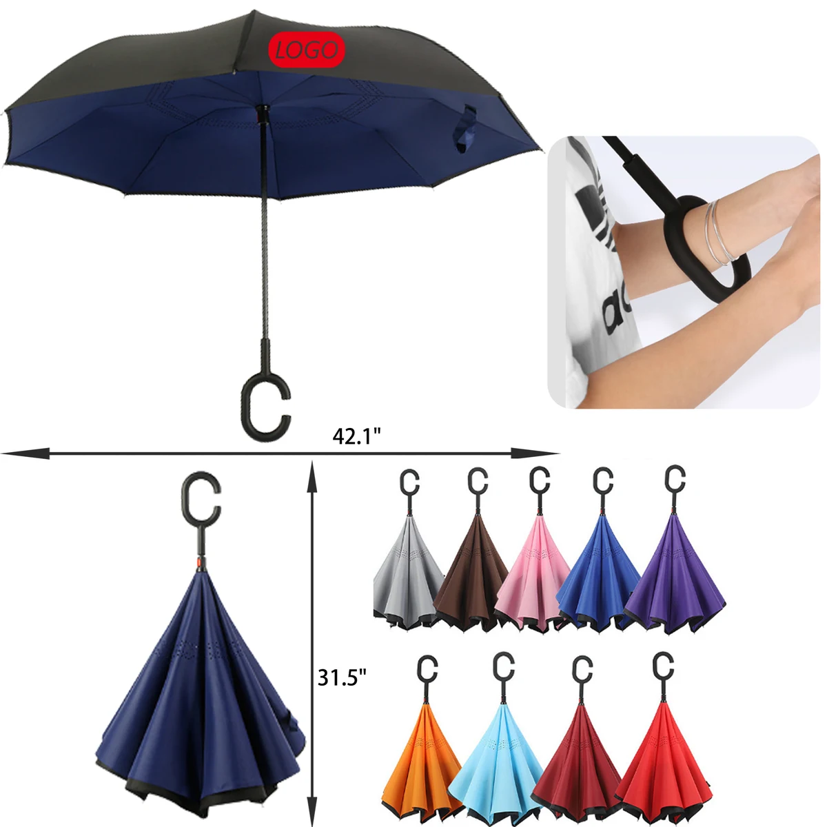 MOQ 30 PCS Stylish Hands Free Inverted Umbrella 1