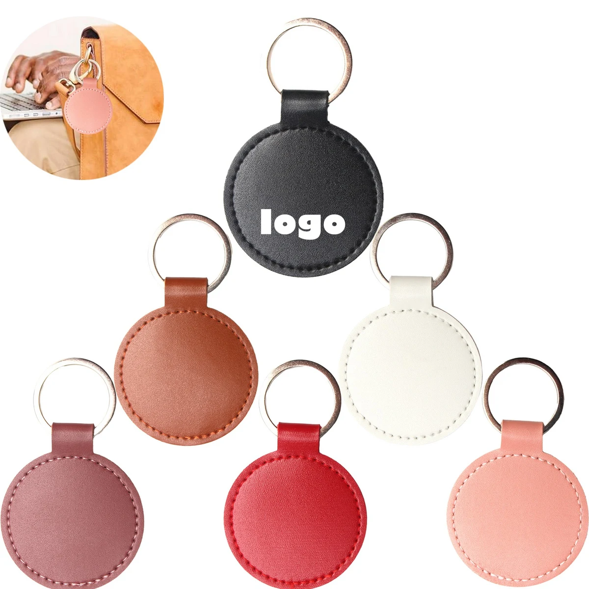 Leather Round Shaped Keychain 1