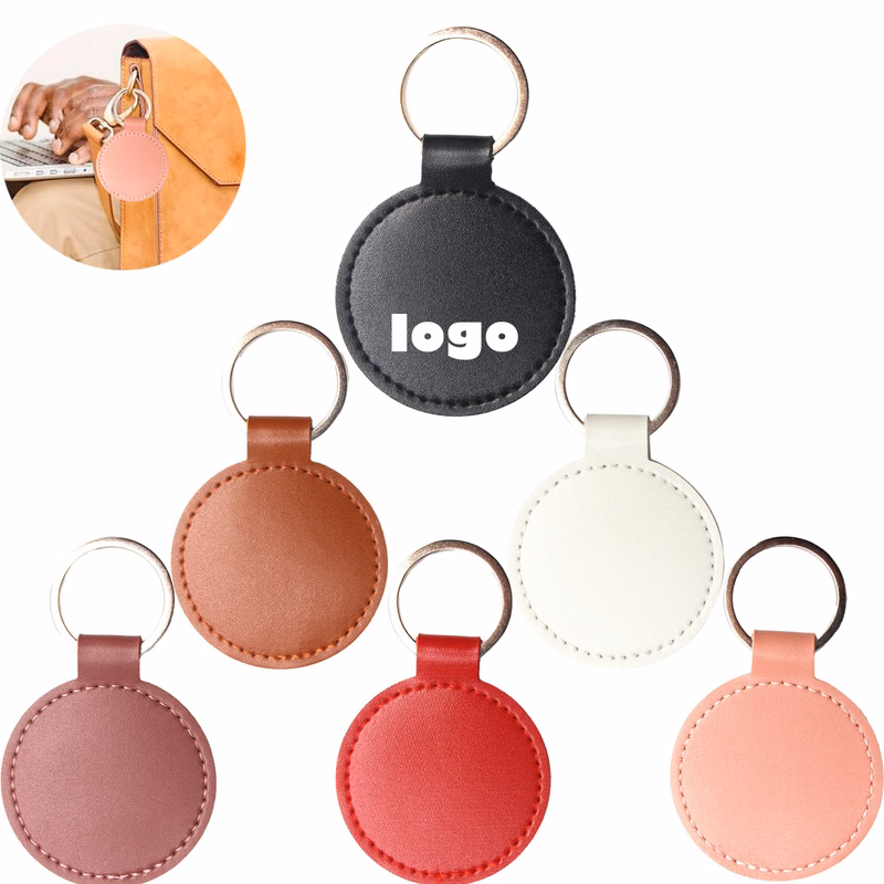 Leather Round Shaped Keychain