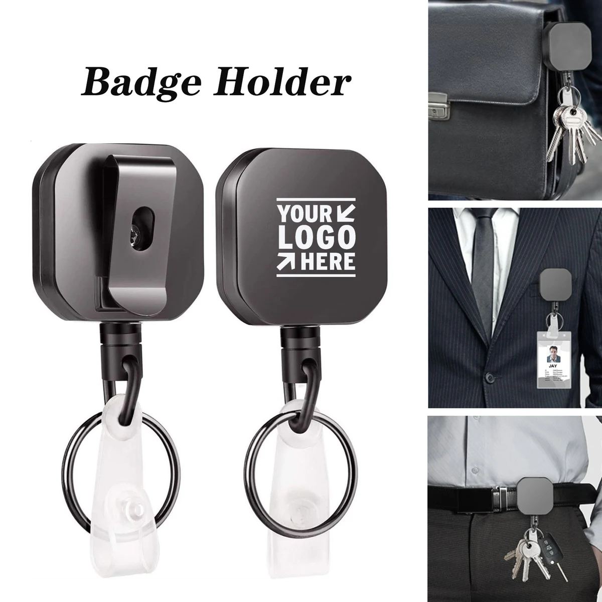 2 pack Belt Clip Key Ring and 6pcs Plastic ID Card Holders 1