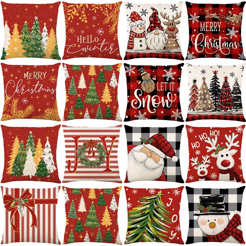 17.7 x 17.7 Inch Full-Color Christmas Throw Pillow Cover