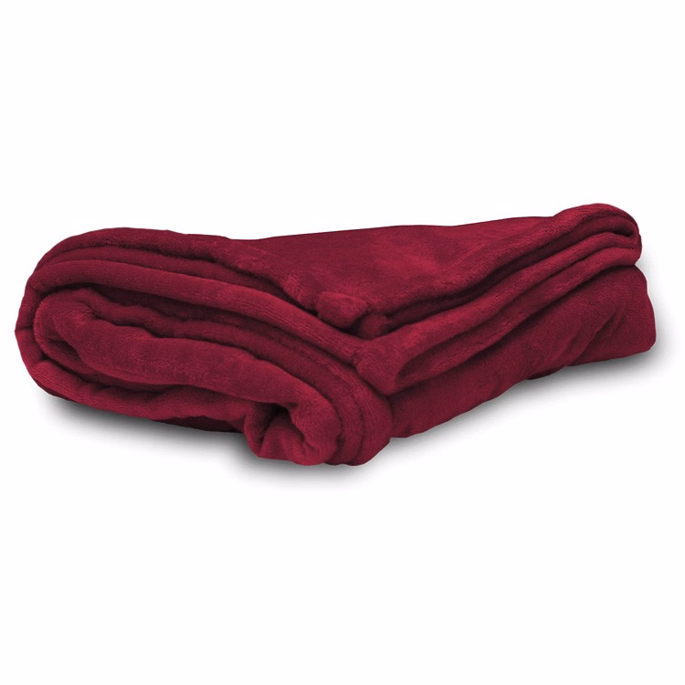 Maroon Faux Micro Mink Throw Blanket