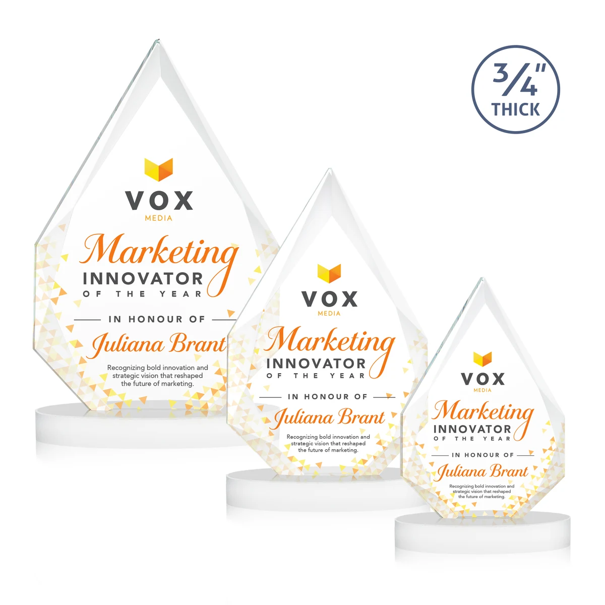 Hawthorne VividPrint™ Award on Alberton Base - White 1