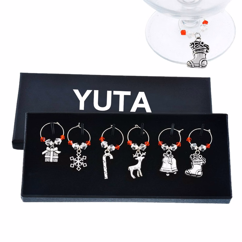Christmas wine glass marker circle set
