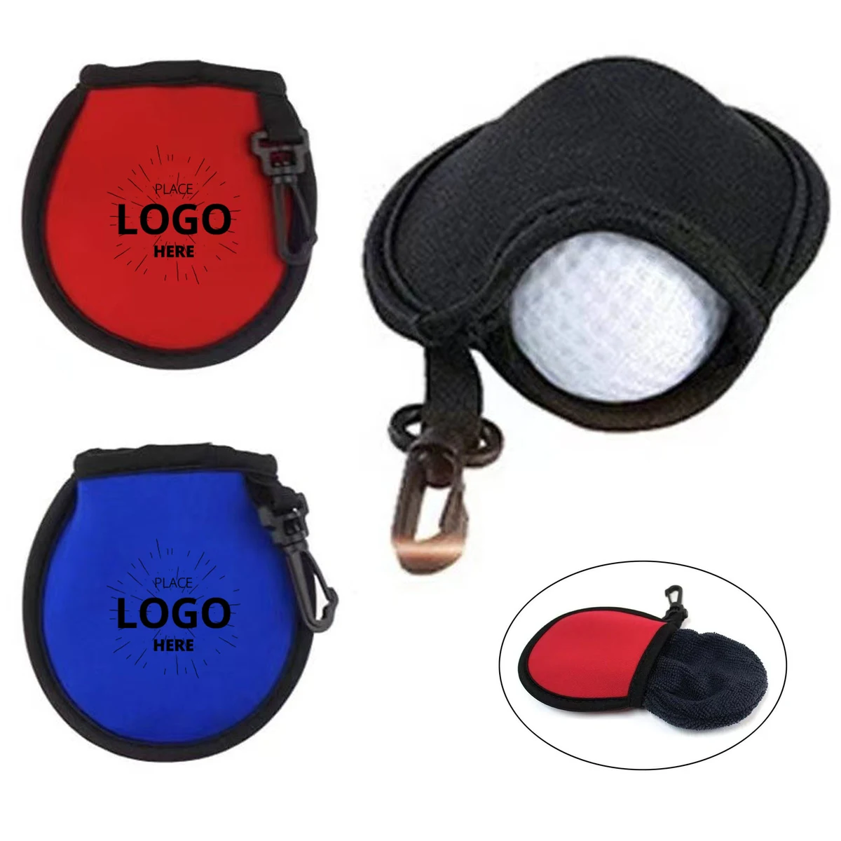 Portable Golf Ball Cleaner Pouch with Clip 1