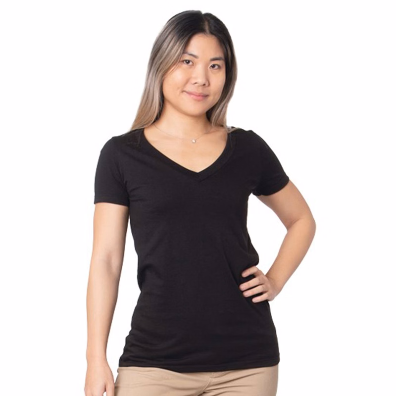 Women's USA-Made Fine Jersey V-Neck T-Shirt - 5875