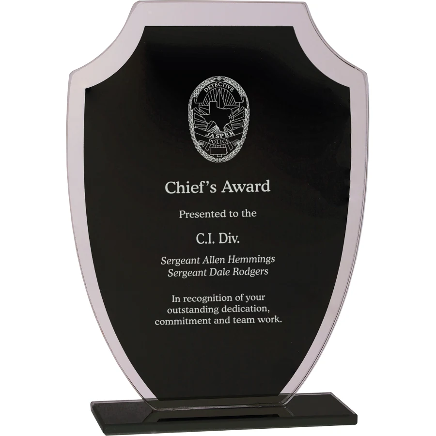 6 1/2" Black Shield Reflection Glass Award 1