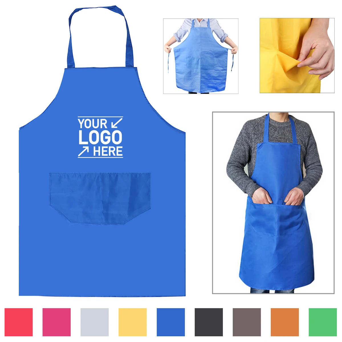 Pure Color Household Cleaning Sleeveless Apron 1